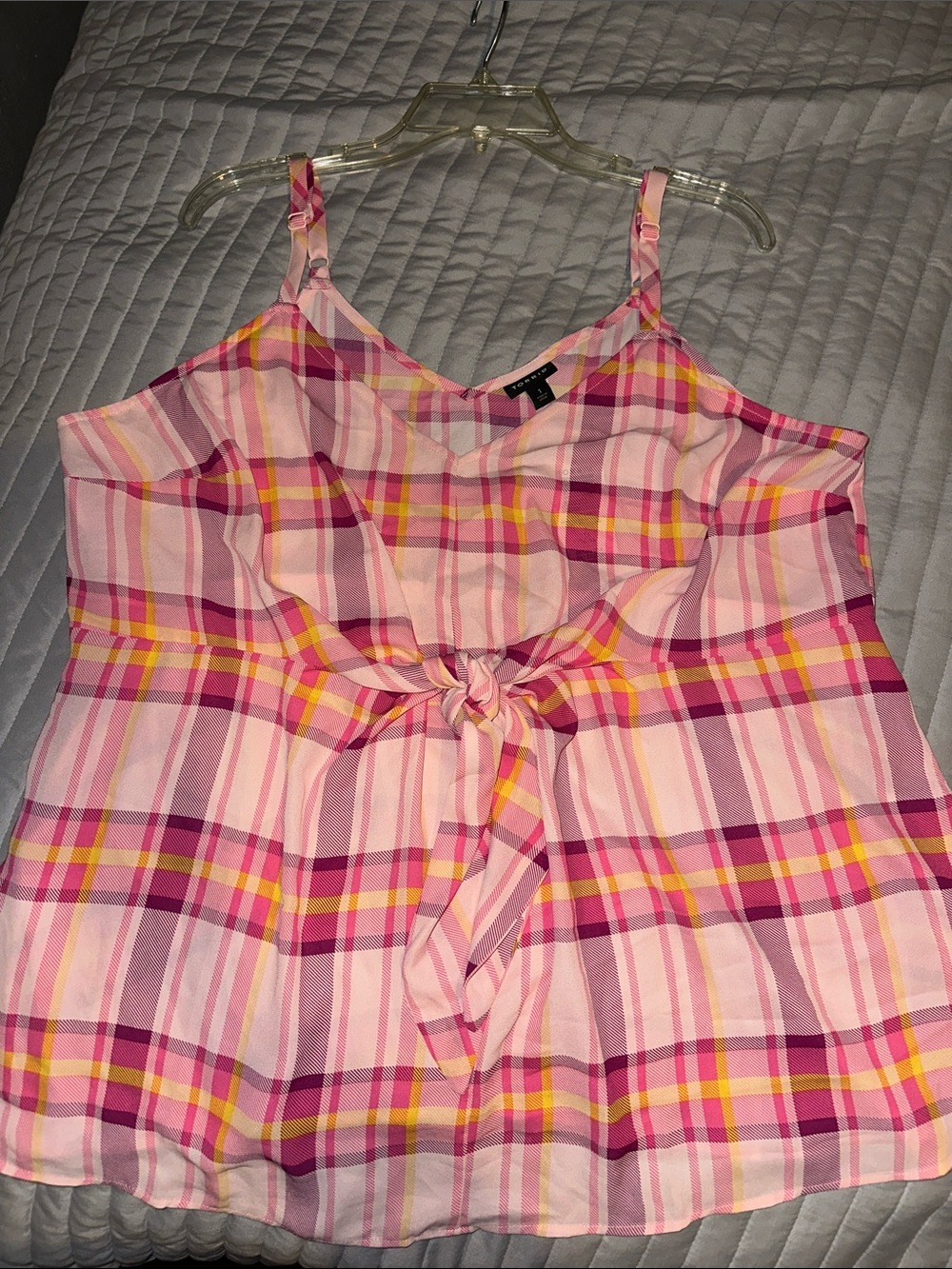 torrid Pink Plaid Tie-Front Cami Top